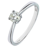 0.33ct Round Diamond 4-Prong Set Solitaire Engagement Ring in UK Hallmarked 9ct White Gold